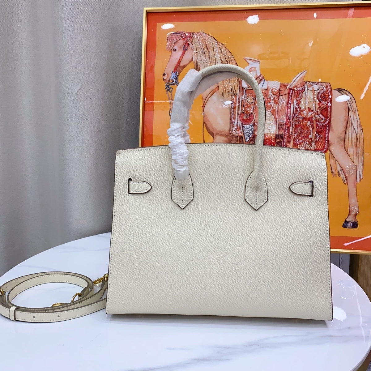 Birkin Style 25/30 Sellier in Craie Epsom Leather (Gold Hardware)