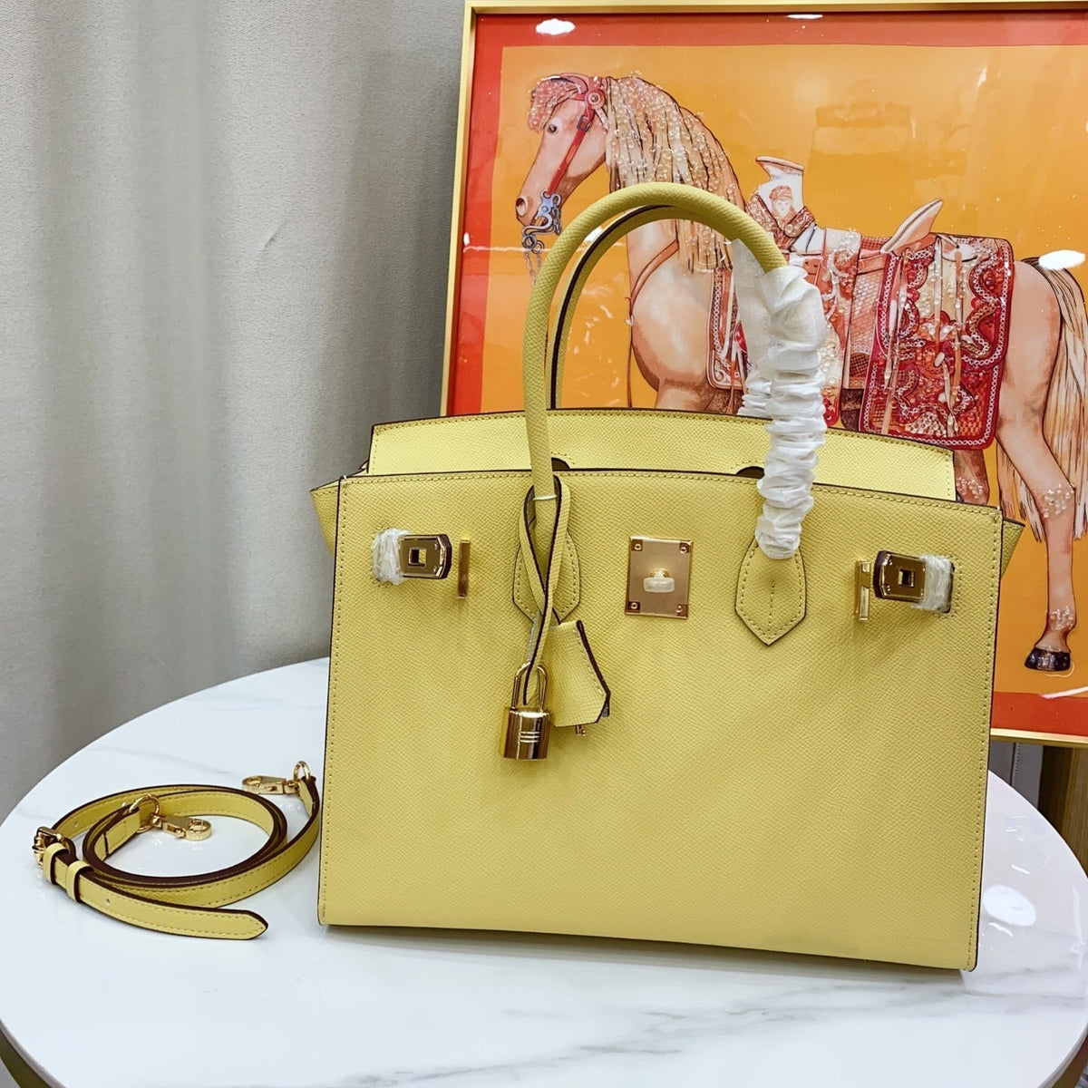 Birkin Style 25/30 Sellier in Lime Epsom Leather (Gold Hardware)