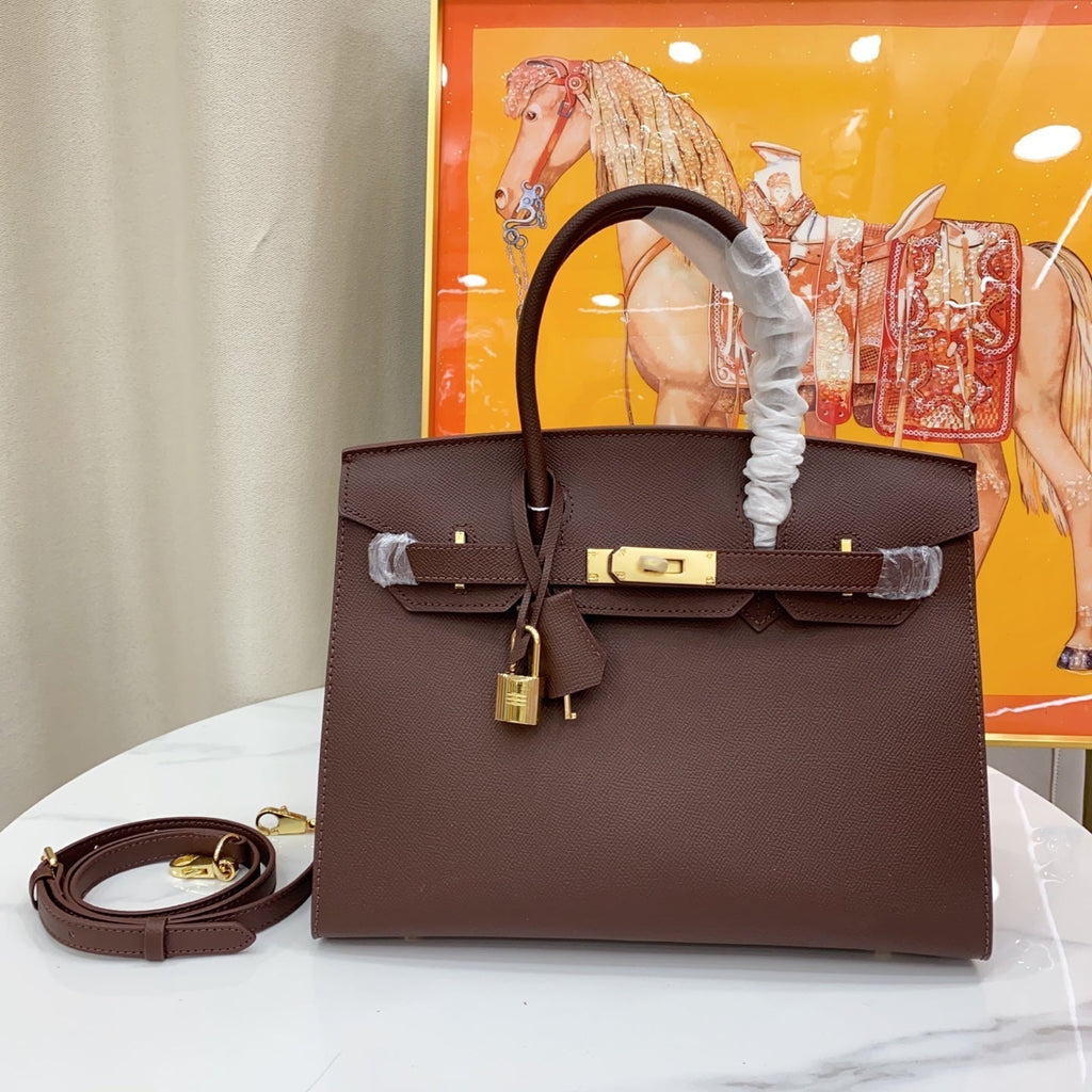 Birkin Style 25/30 Sellier in Chocolat Epsom Leather (Gold Hardware)