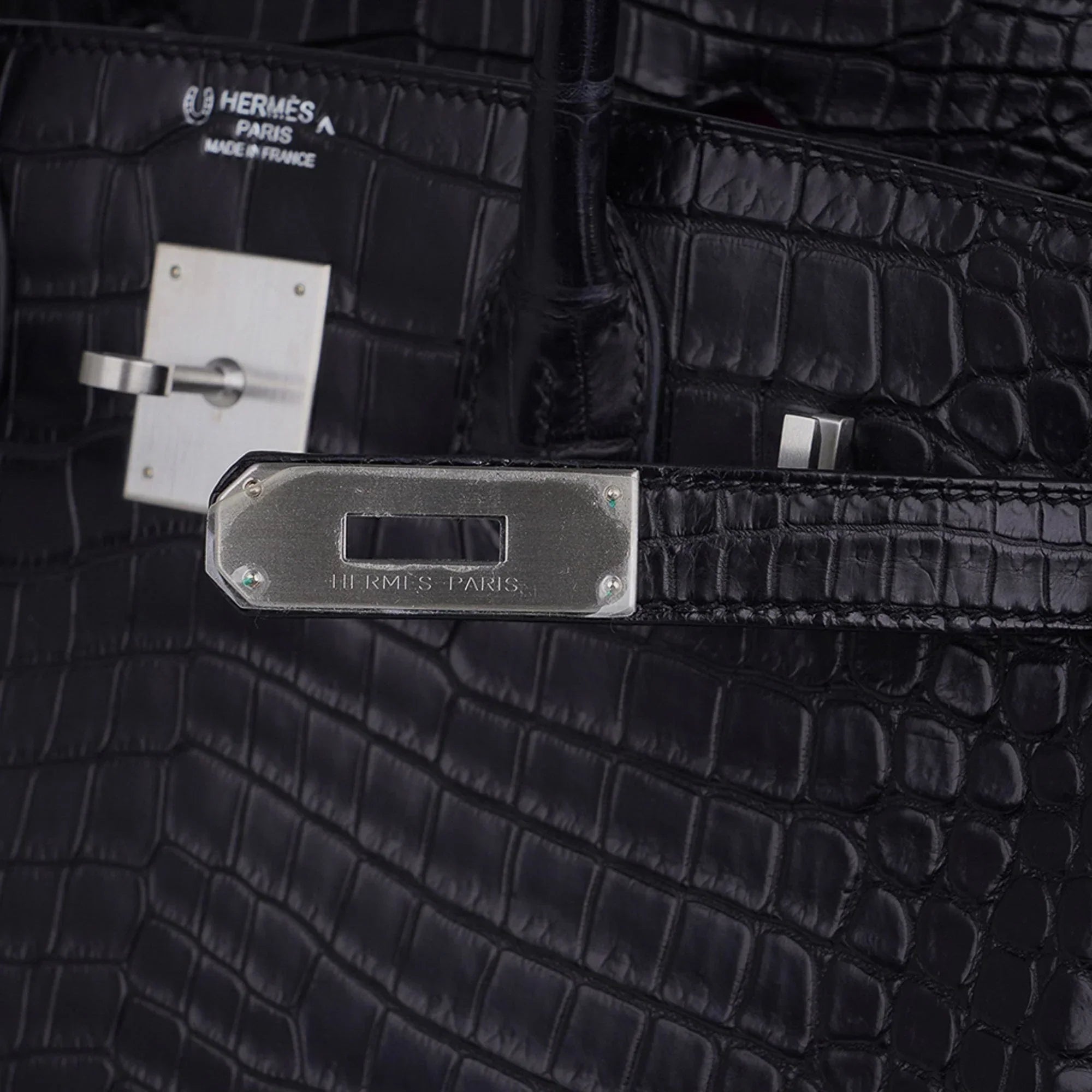 Birkin HSS 30 Matte Porosus Crocodile Black / Rose Pourpre Bag