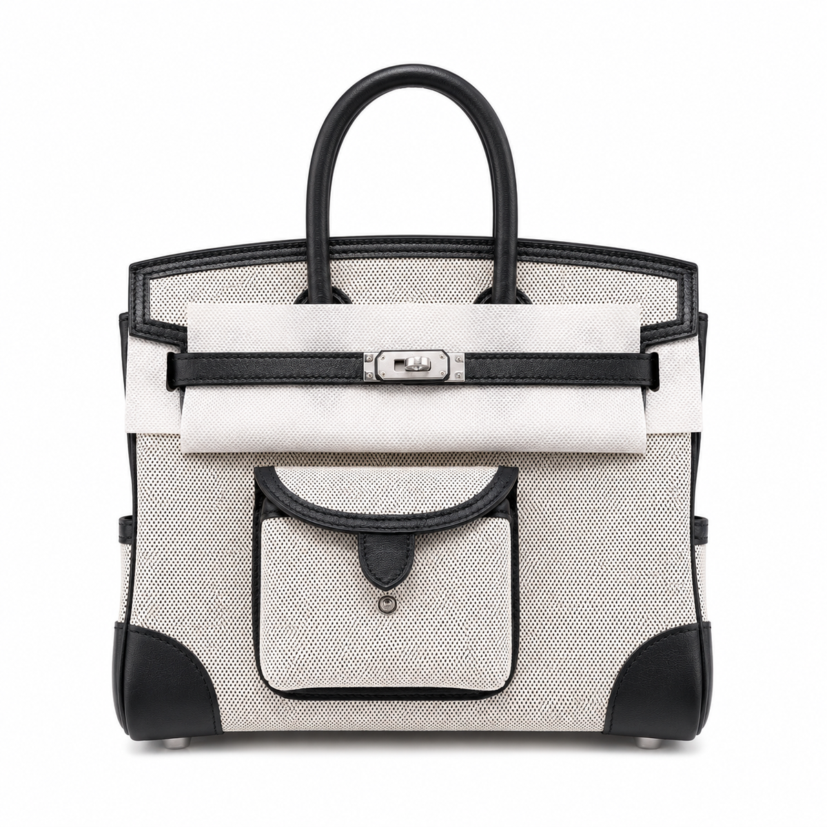 Birkin Cargo 25 Black Leather and Ecru Canvas Multi-Pocket Mini Bag
