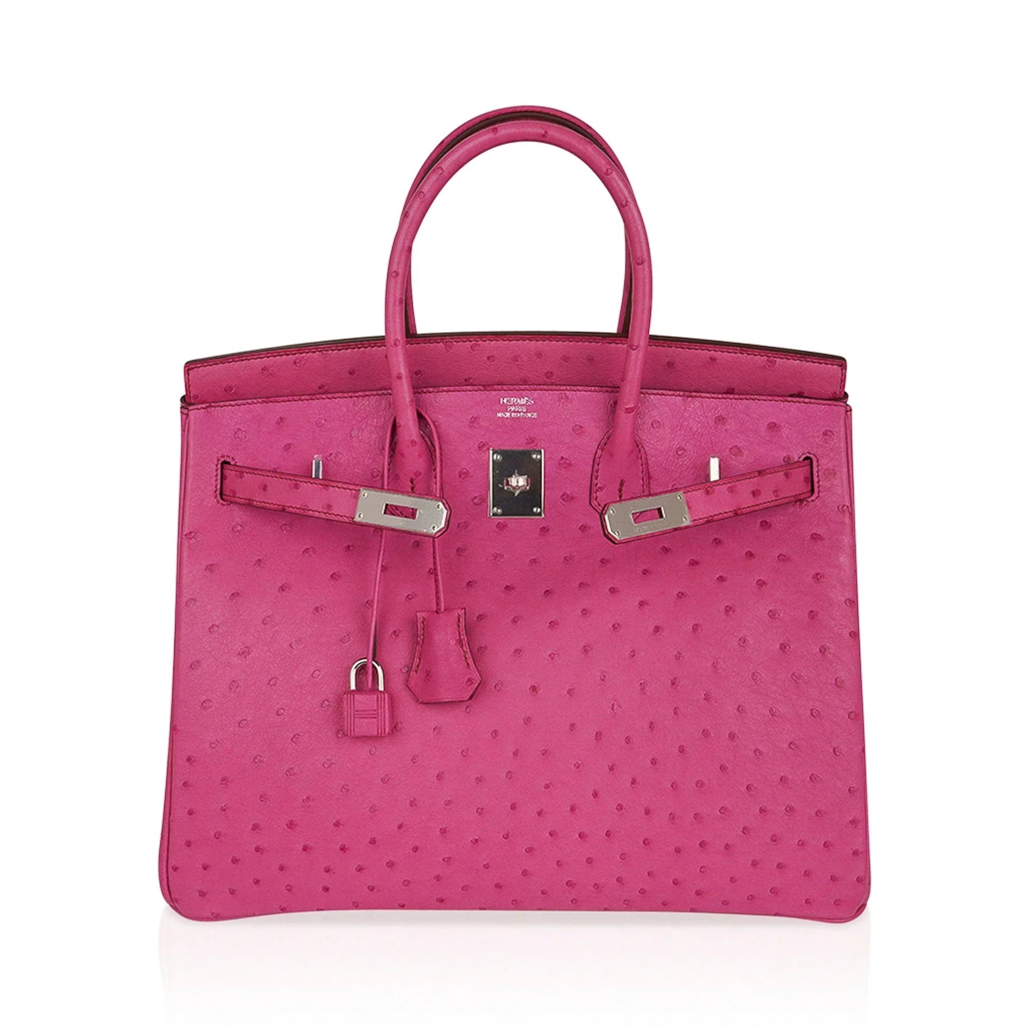 Birkin 35 Bag Fuchsia Ostrich Palladium Hardware