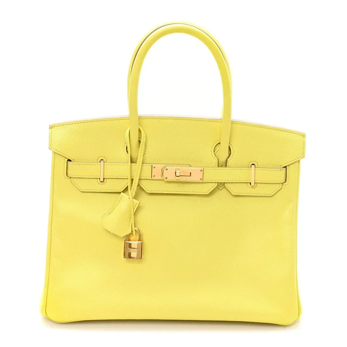 Birkin25 Sellier Jaune Milton Veau Epsom Silver Handbag