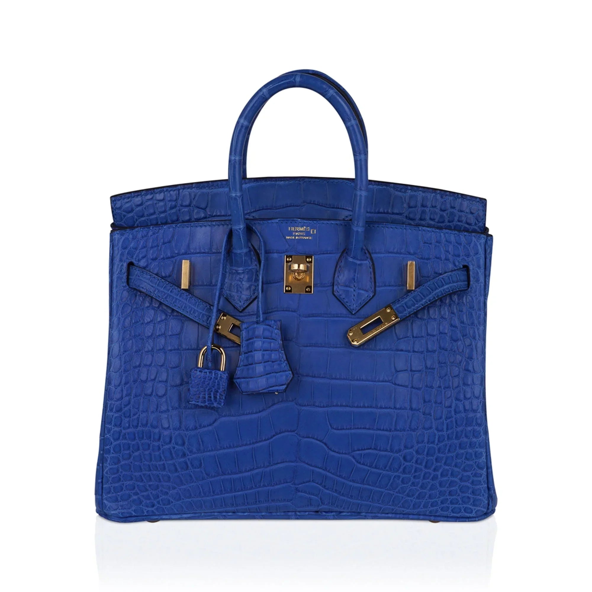 Birkin 25 Bag Blue Zellige Matte Alligator Gold Hardware