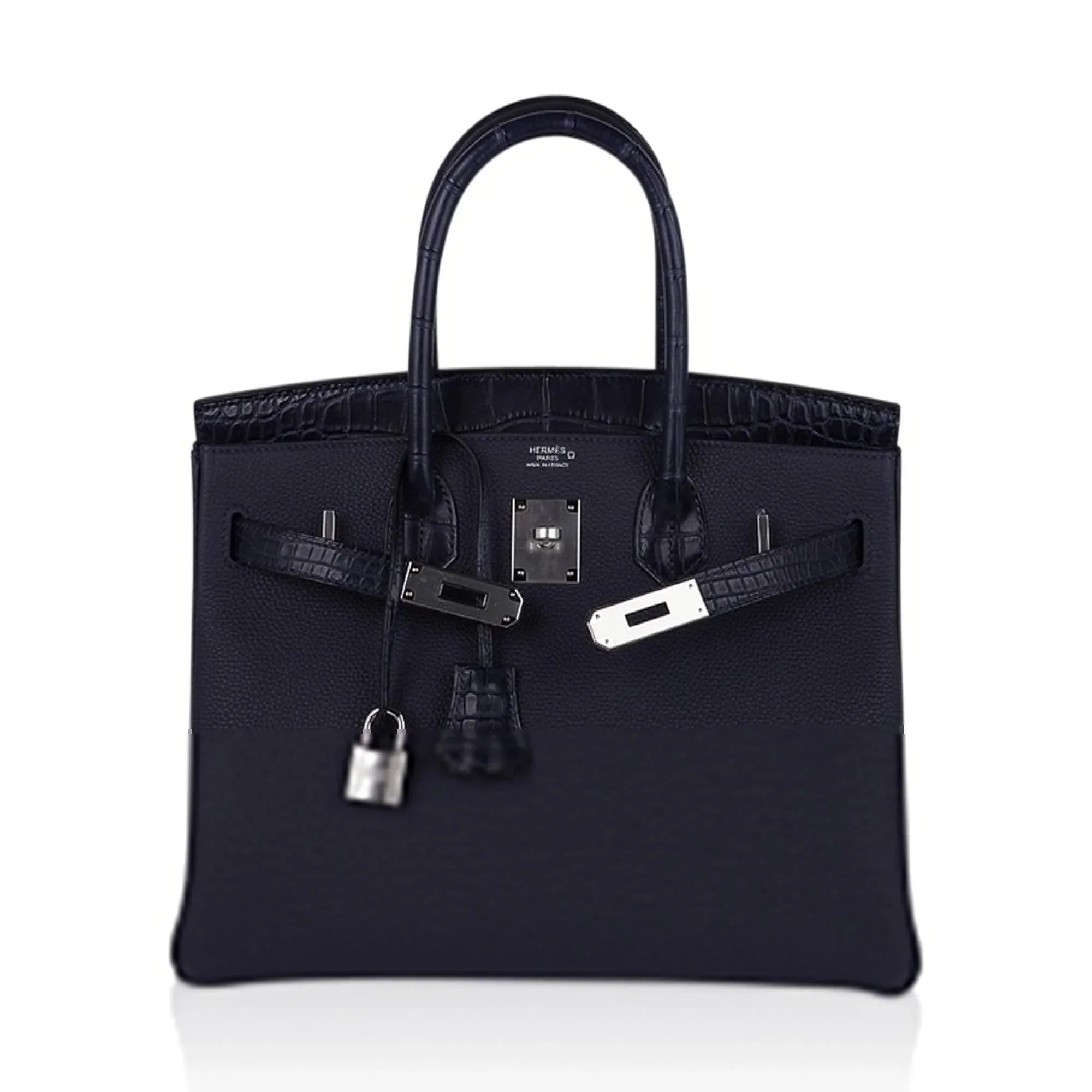 Birkin 30 Touch Blue Indigo Matte Alligator Bag Palladium Hardware