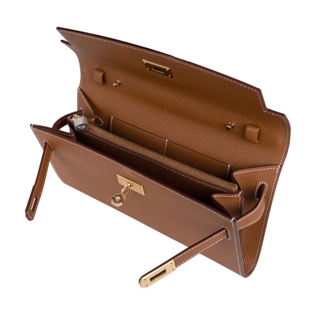 Kelly Classique To Go Wallet Gold Epsom Gold Hardware New w/Box
