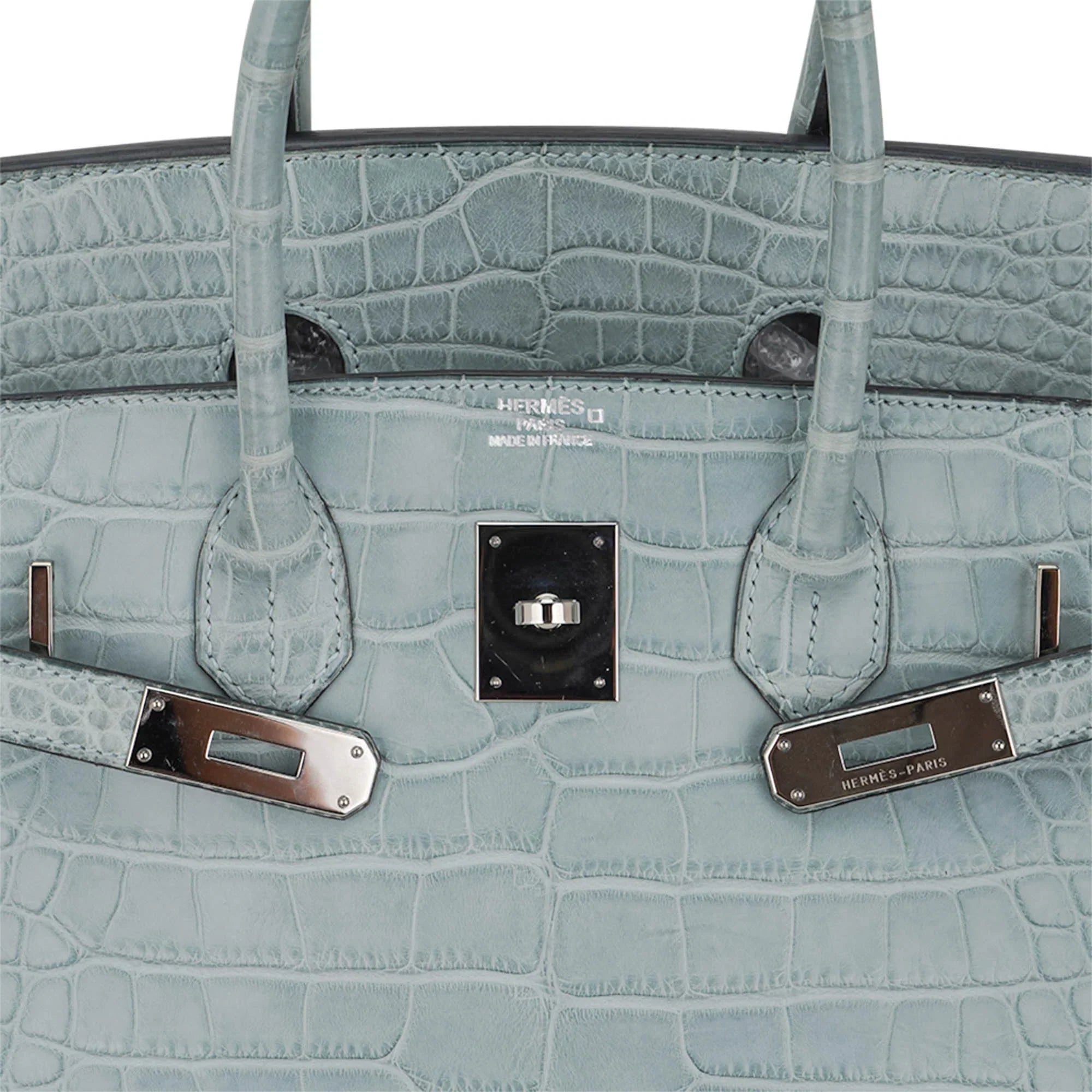 Limited Edition Birkin 35 Bag Ciel Matte Alligator with Palladium Hardware