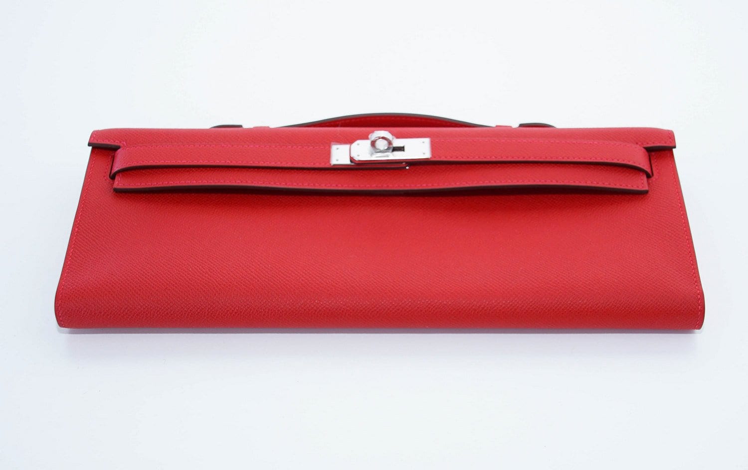 Kelly Cut Bag Clutch Rouge Casaque Epsom Palladium