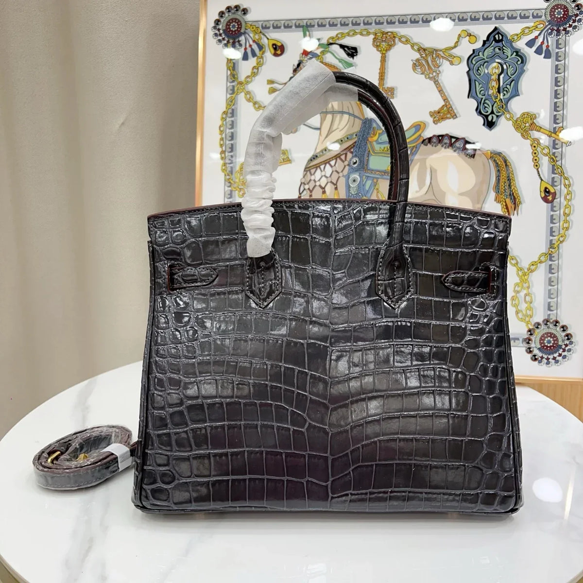 Birkin Black Matte Niloticus Crocodile Gold Hardware