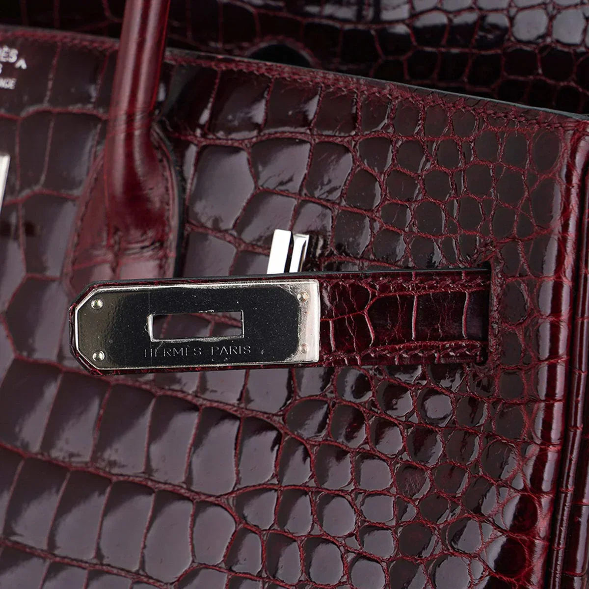 Birkin 35 Bag Bordeaux Porosus Crocodile with Palladium Hardware