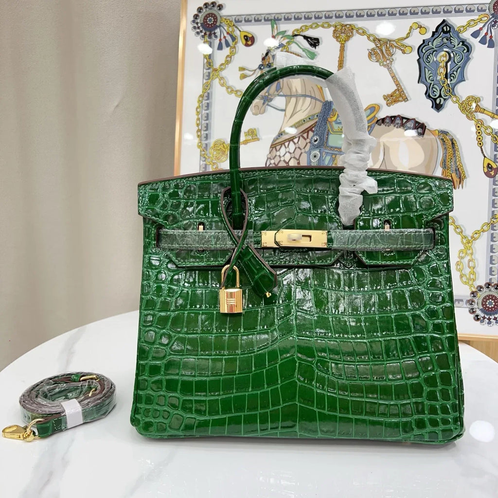 Birkin Emerald Shiny Niloticus Crocodile Gold Hardware