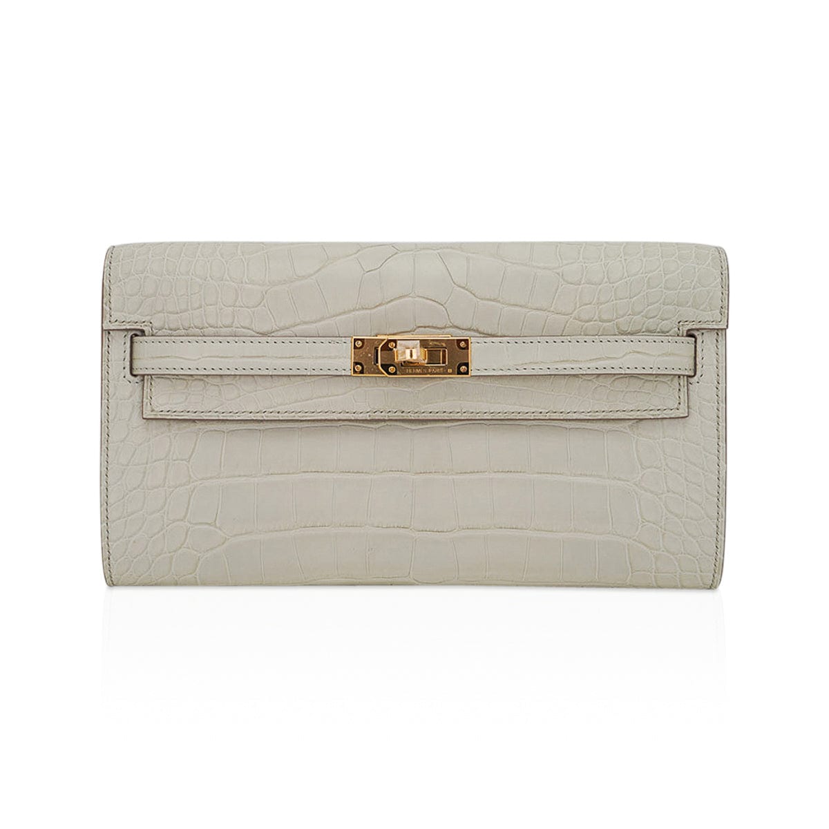 Kelly Classique To Go Wallet Beton Matte Alligator Gold Hardware