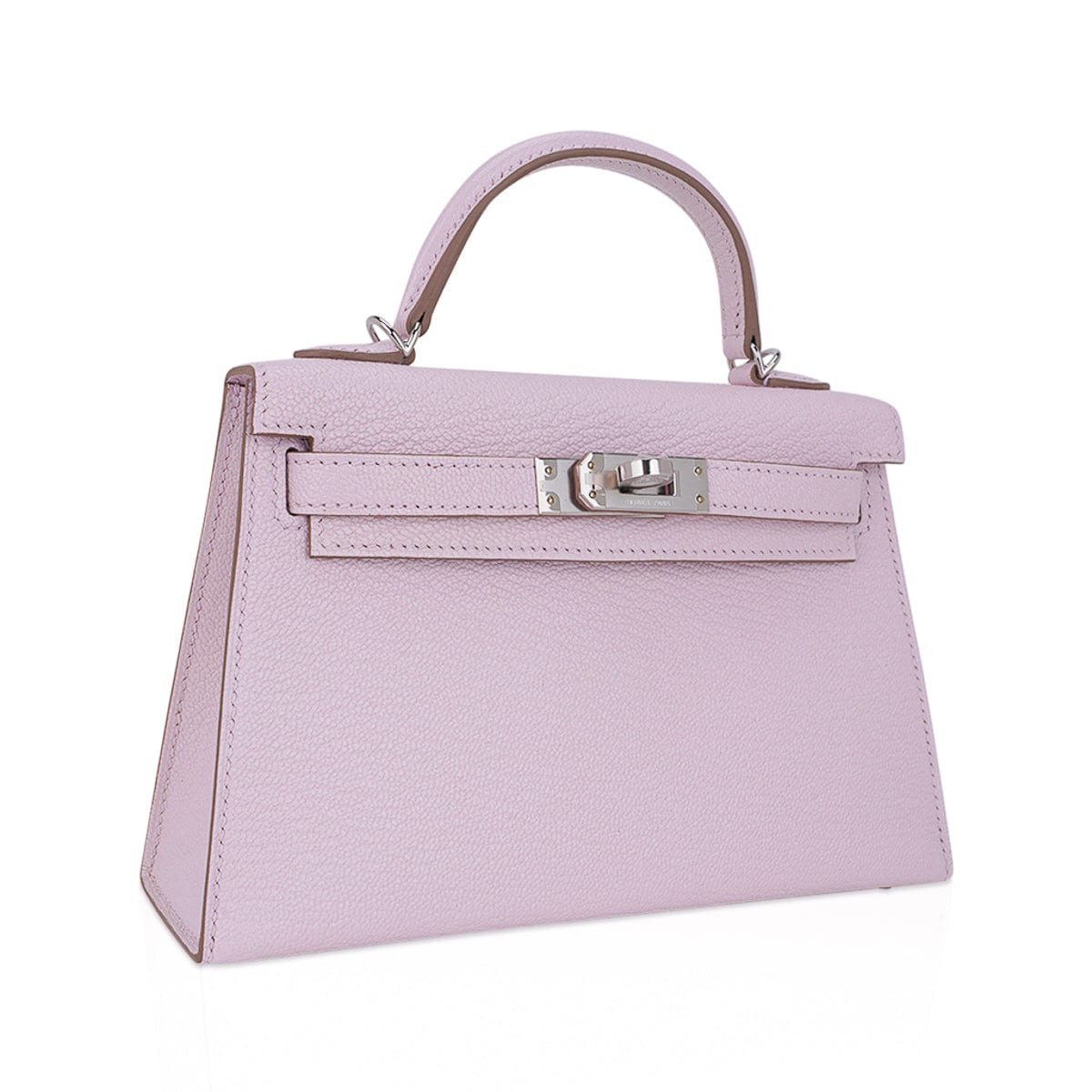 Mini Kelly 20 Bag Sellier Mauve Pale Chevre Leather with Palladium Hardware