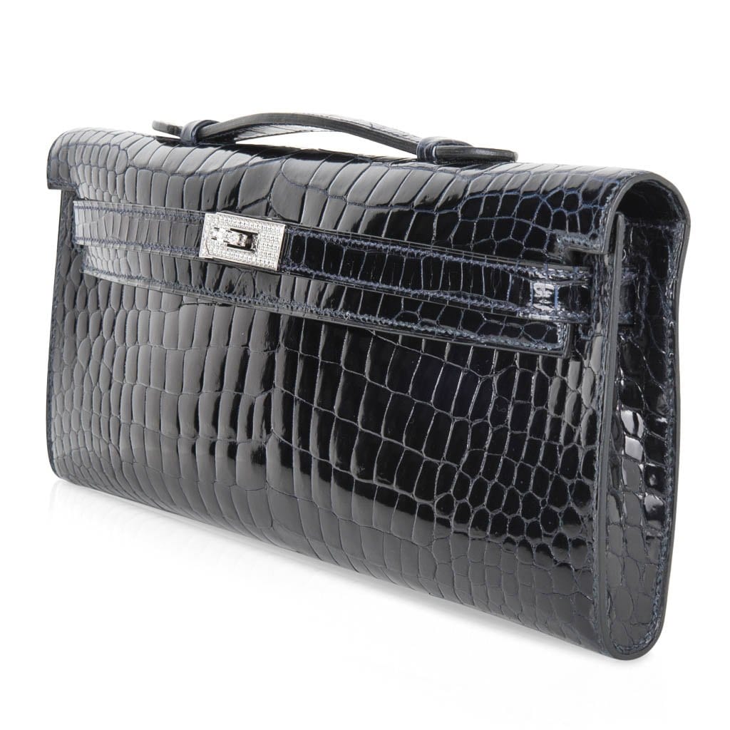 Kelly Cut Diamond Blue Marine Crocodile Bag Exquisite Clutch