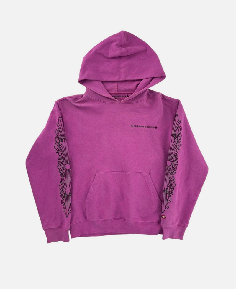 Chrome Hearts Purple Spider Web Floral Cross Hoodie - Purple